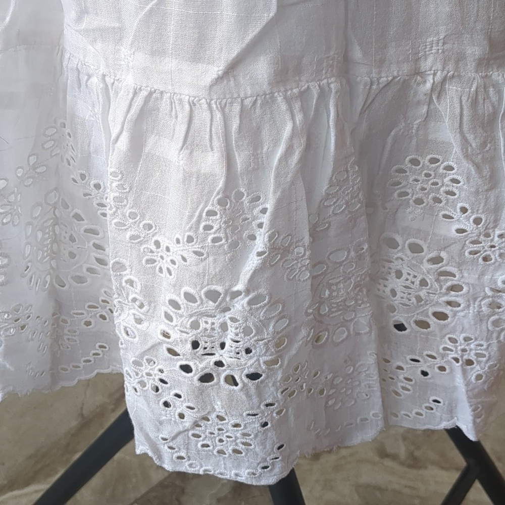 CABANA LIFE Essentials-White Sleeveless Halter-Tassels Eyelet Mini Dress SPF 50+ - Picture 7 of 14